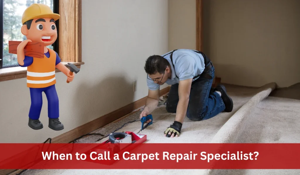 Carpet repair specialist working on carpet installation.