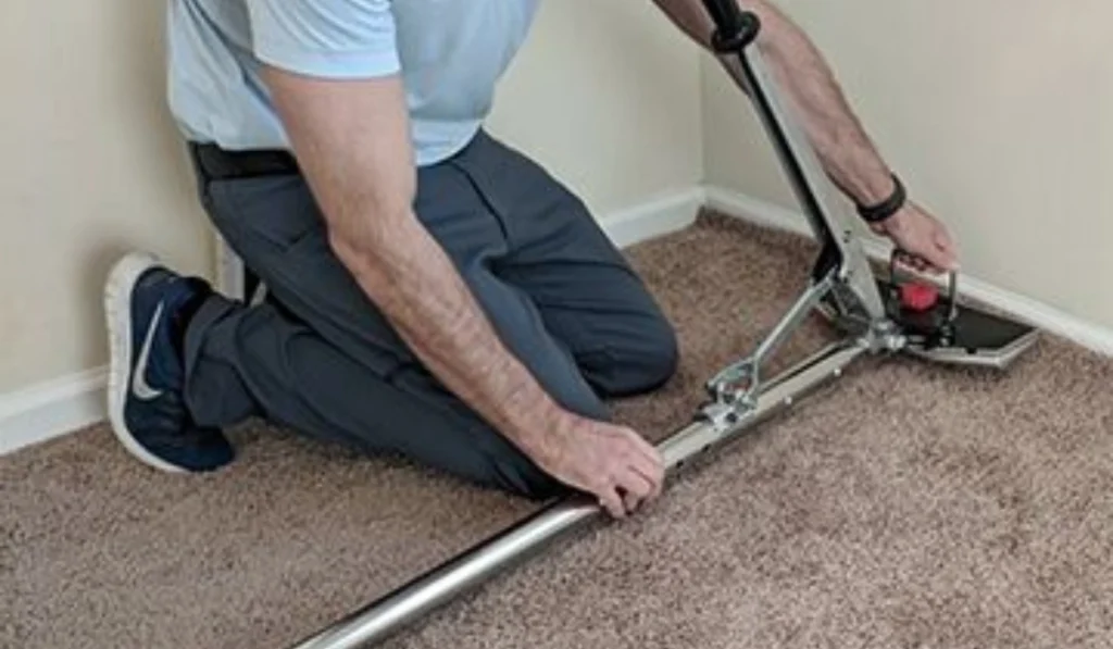 Technician Doing Carpet Restretching
