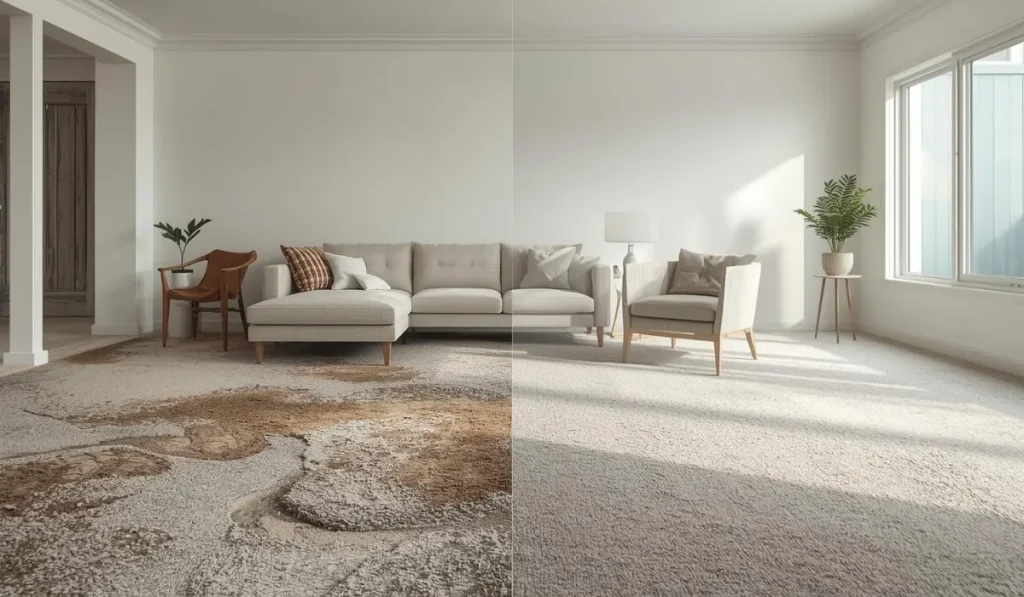 Before After of Carpet Repair