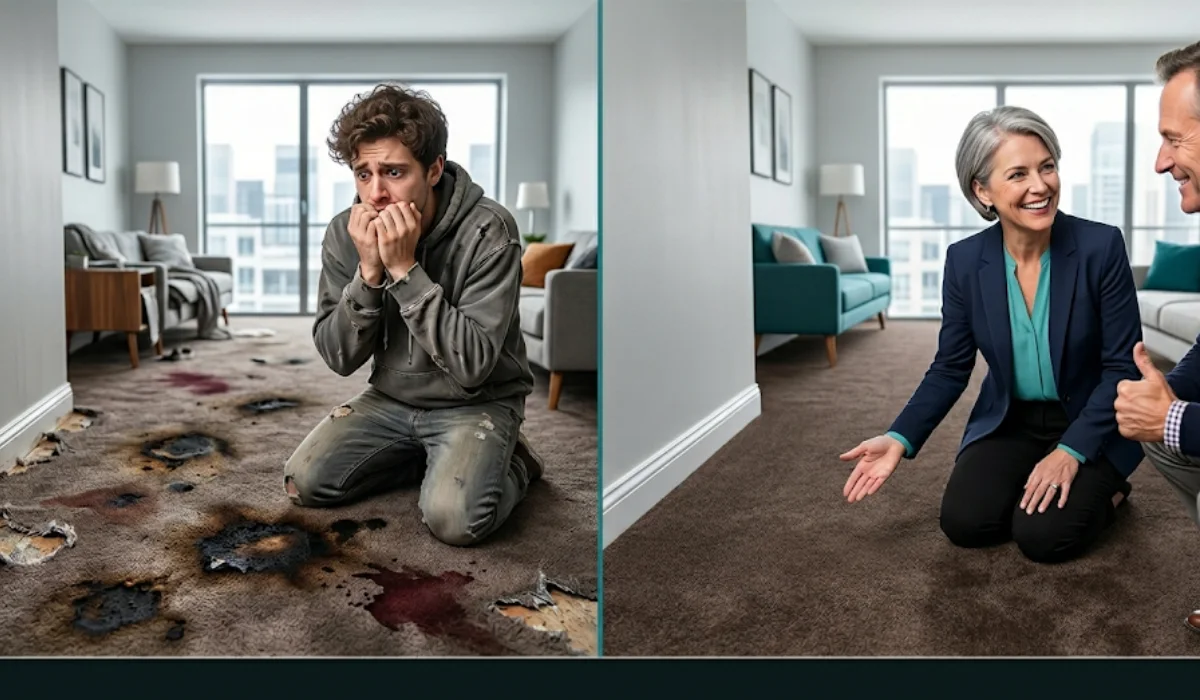 split image of damage and repair before and after