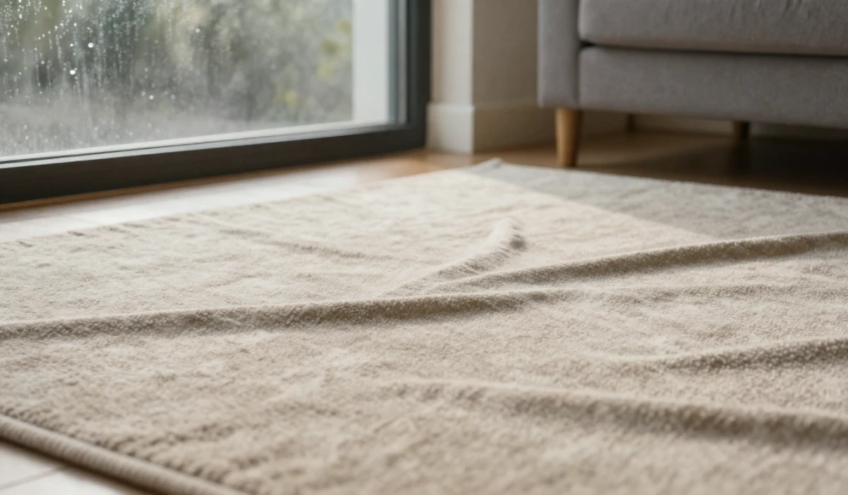 Wrinkled carpet caused by humidity damage in a Melbourne home